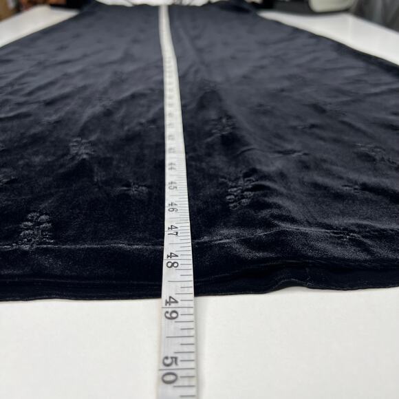 Molly Malloy Petite Vintage Black Velvet Maxi Dress Mock Neck Asian Floral Sz 8 - Picture 14 of 16